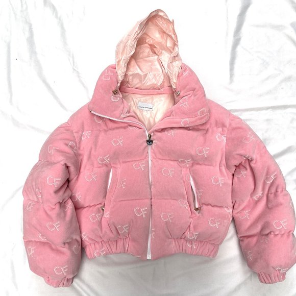 MADE IN ITALY Chiara Ferragni Cropped velvet down jacket hidden hood - Picture 6 of 16